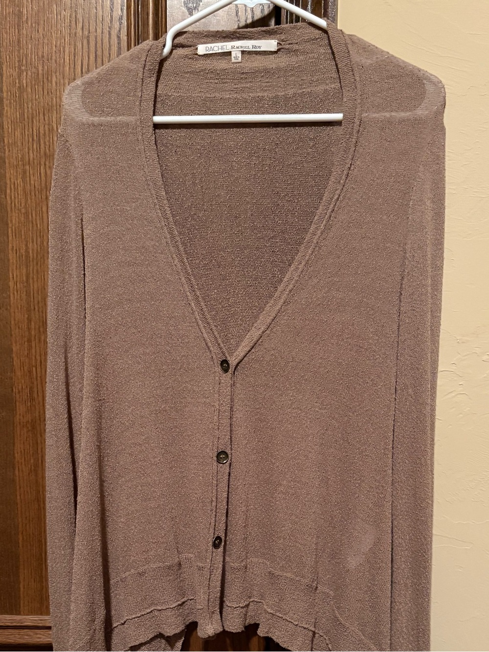 Rachel Rachel Roy women’s Taupe V-Neck Button Sweater